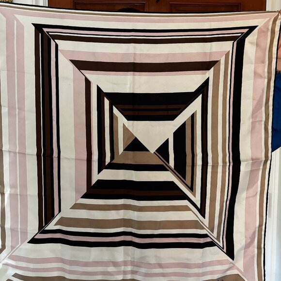 Richard Allen Silk Scarf - wonderful brown pink geometric pattern - Picture 2 of 5